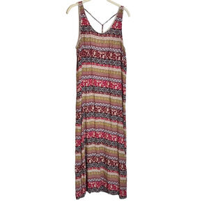 Forever 21 Womens Maxi Dress Size Medium Sleeveless Multicolor Mixed Print